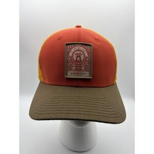 Urbanyeti Hat Cap Snap Back Orange Yellow Mesh Trucker Patch Mens Brown Brim